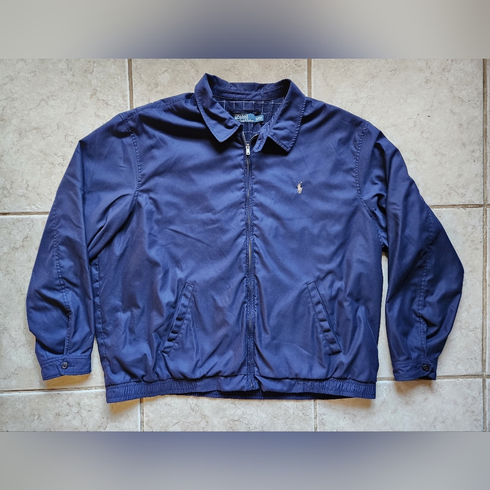 ​Polo Ralph Lauren Bi-Swing Windbreaker Jacket 3XLT Blue Cotton Lined Harrington